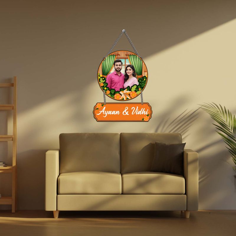 Personalized Couple Photo Frame Wall Hanging Custom With Photo & Name | Birthday Gift For Girlfriend Boyfriend Anniversary Gift For Wife Husband Couple Wall Hanging